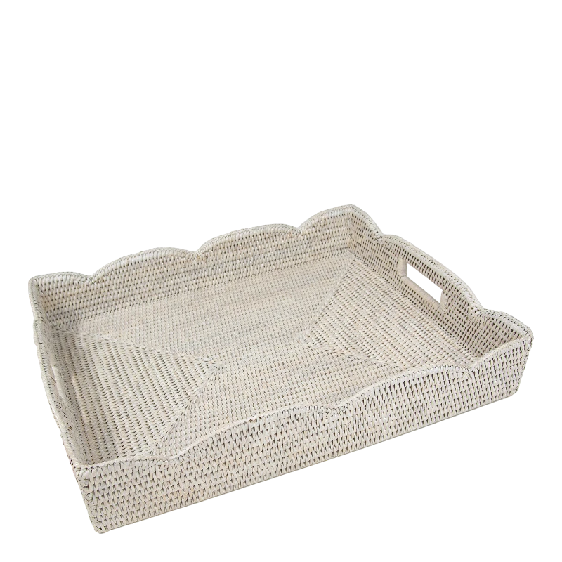 Vassoio in rattan Caspari Rattan Bianco HTR103