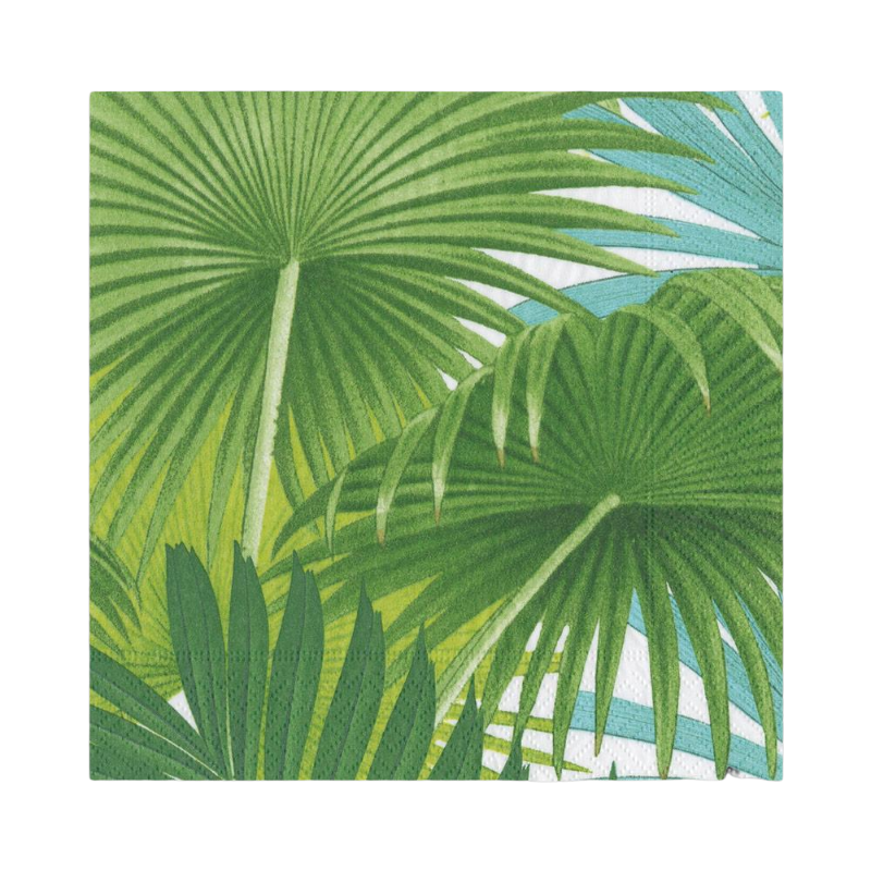 Tovagliolo da pranzo Caspari Palm Fronds White Verde palma