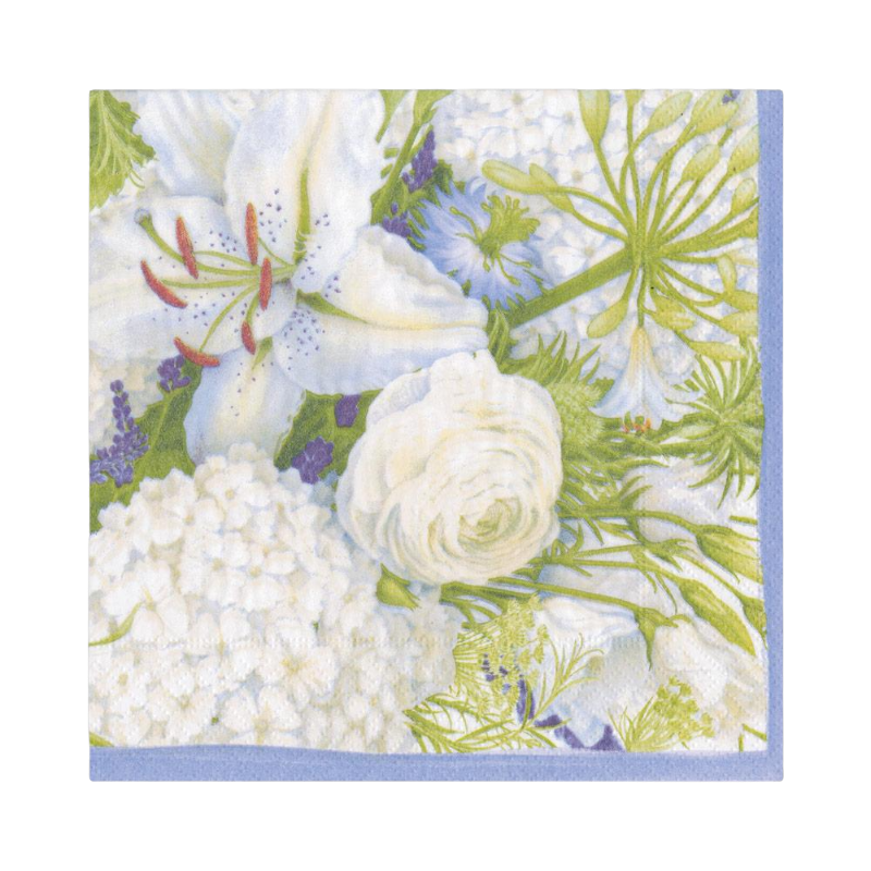 Tovagliolo da pranzo Caspari White Fiori di fiori viola