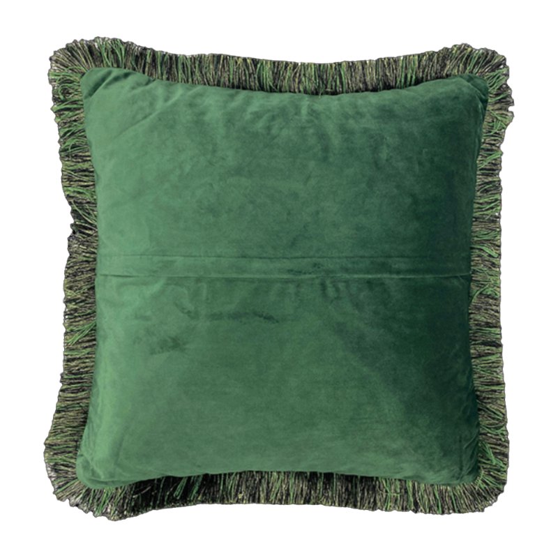 VanillaFly cuscino con frange in velluto verde